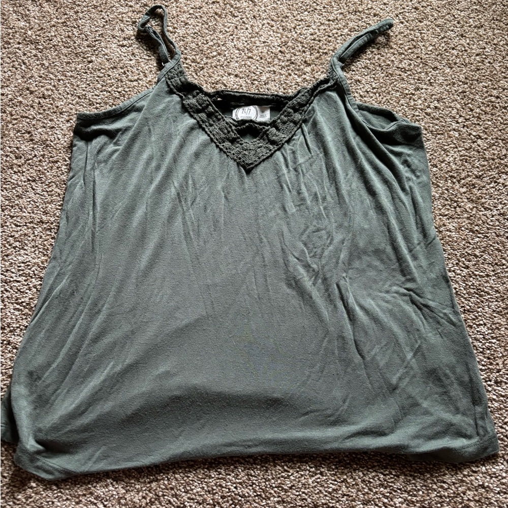 Maurices Olive Lace-Trim Spaghetti Strap Camisole